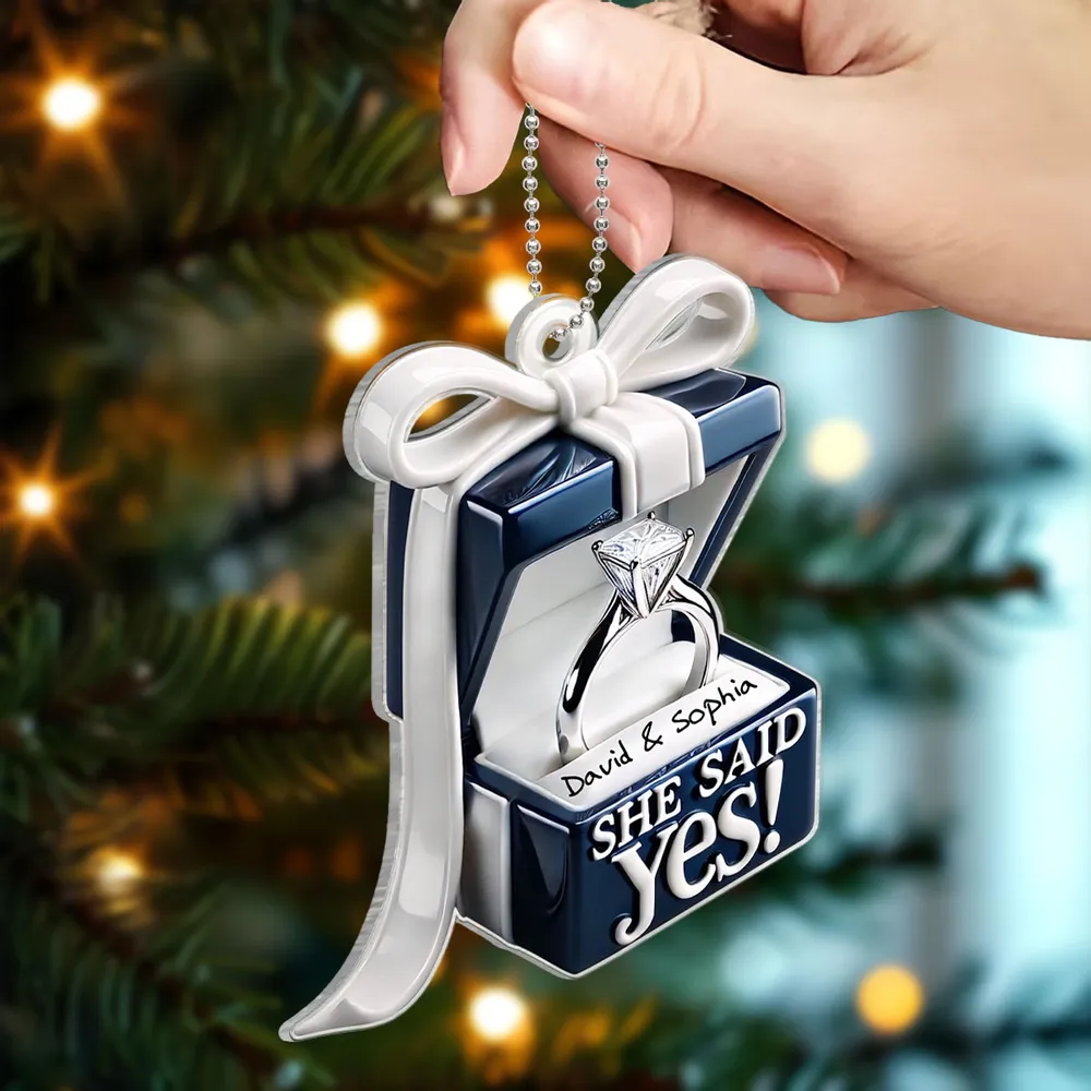 She Said Yes! Personalized Acrylic Ornament – Engagement Gift for Couples with Custom Names - Image 8