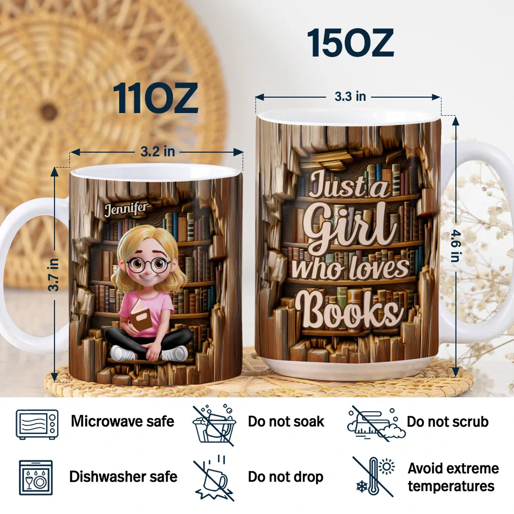 Bookish Bliss – Just a Girl Who Loves Books Reader’s Mug - Image 4