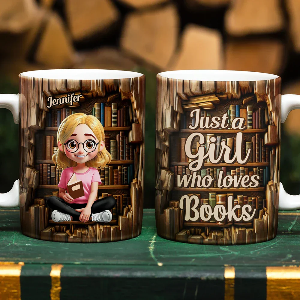 Bookish Bliss – Just a Girl Who Loves Books Reader’s Mug - Image 5