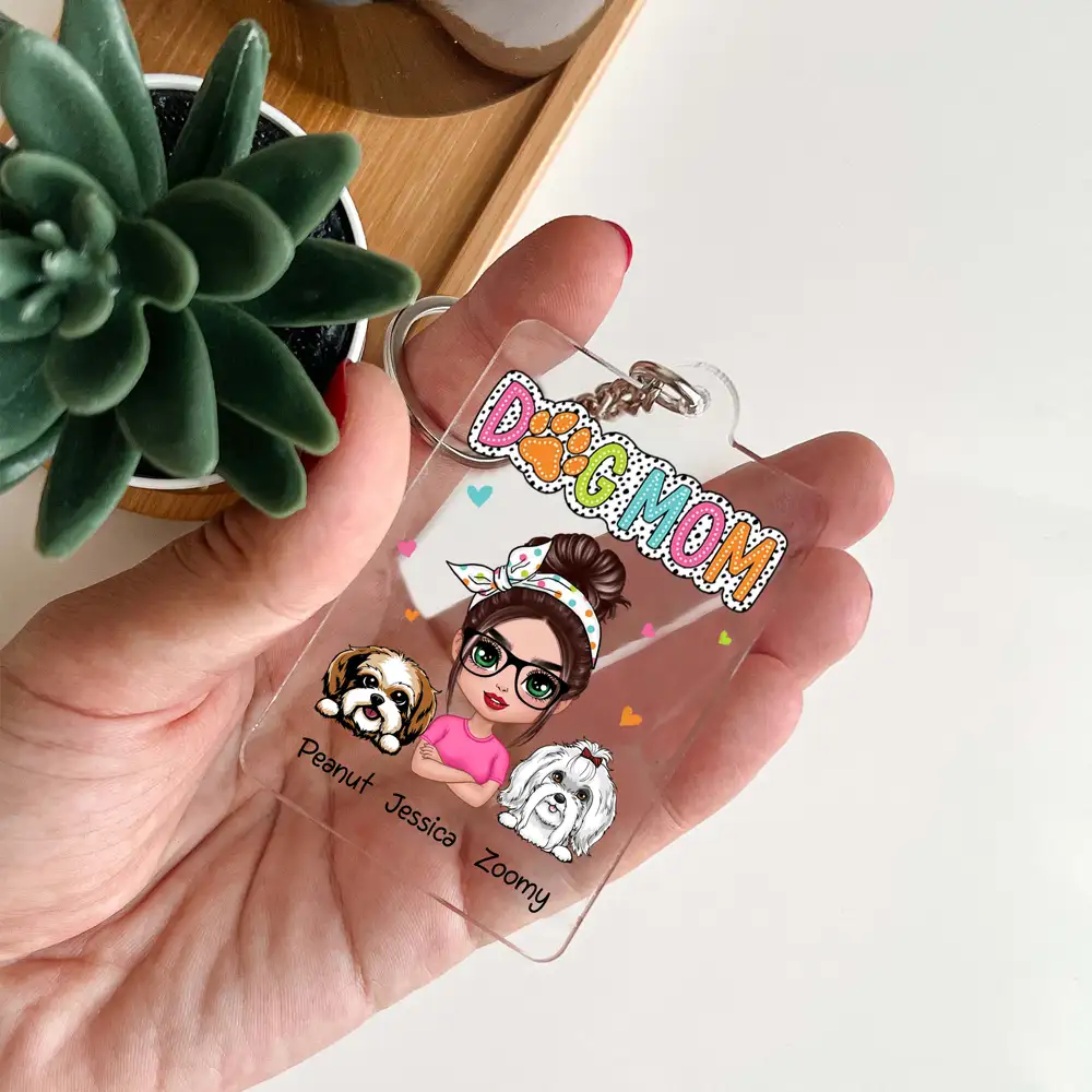 DOG MOM Personalized Acrylic Keychain – You & Your Pups - Image 2