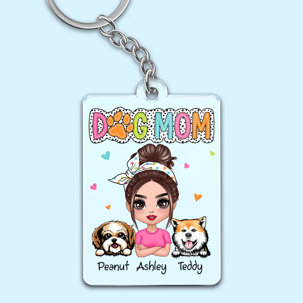 DOG MOM Personalized Acrylic Keychain – You & Your Pups - Image 5