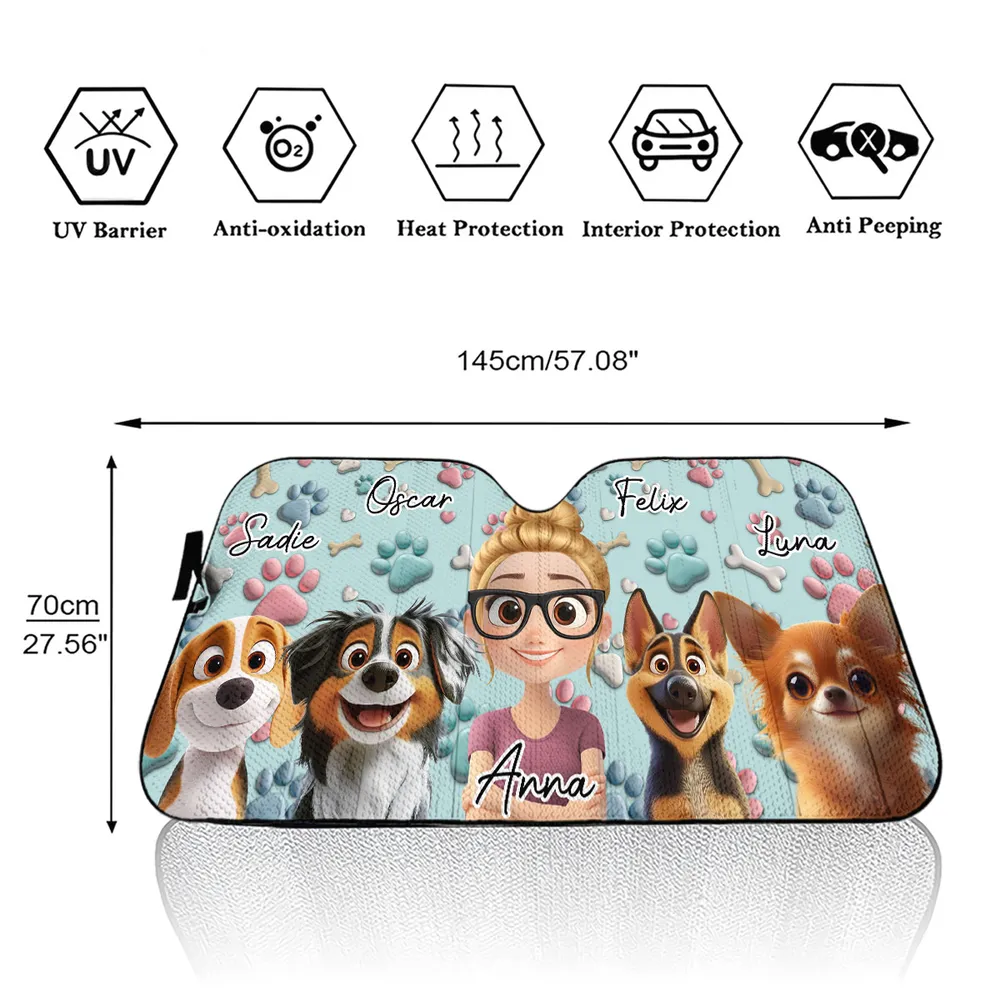 Custom Dog & Owner Windshield Sunshade – Paw-Print Car Accessory for Pet Lovers - Image 7