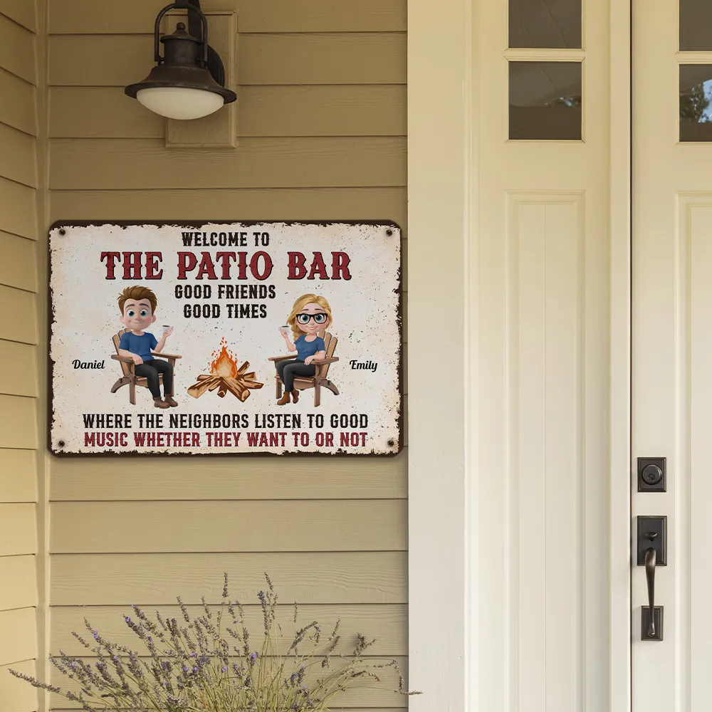 Welcome to The Backyard Bar Rectangular Iron Sign – Personalized Couple's Gift for Home Decor - Image 6