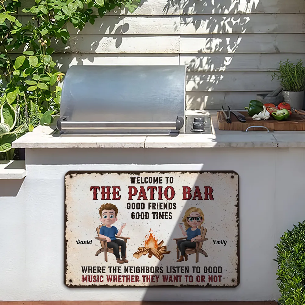 Welcome to The Backyard Bar Rectangular Iron Sign – Personalized Couple's Gift for Home Decor - Image 7