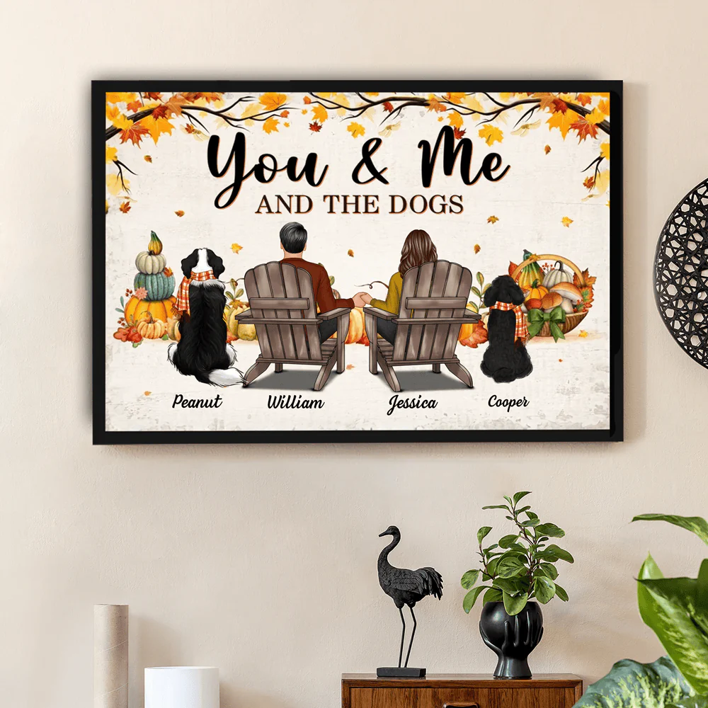 “You & Me and the Dogs” Personalized Autumn Poster – Cozy Gift for Couples - Image 2