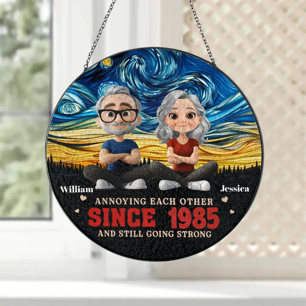 Annoying Each Other Since... – Personalized Glass Suncatcher Ornament for Couples