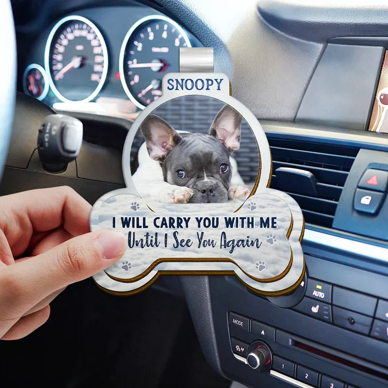 “I Will Carry You With Me” Personalized Wooden Car Visor Clip – Pet Memorial Gift - Image 3