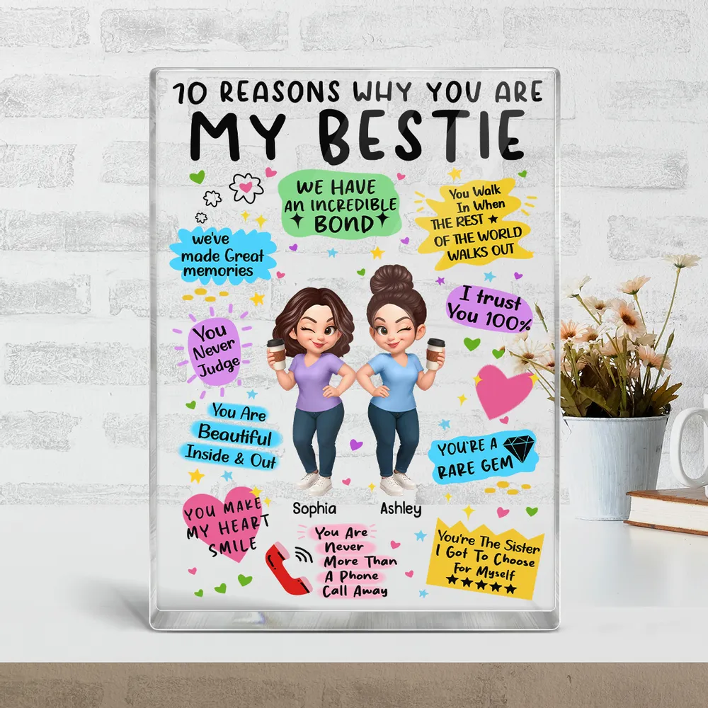“10 Reasons Why You Are My Bestie” Personalized Acrylic Block Plaque - Image 3