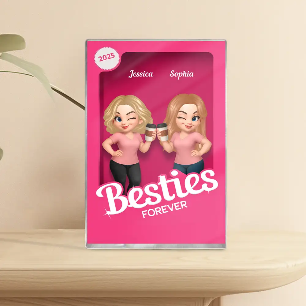 “Besties Forever” Personalized Acrylic Block Plaque – Cute Gift for Besties - Image 2