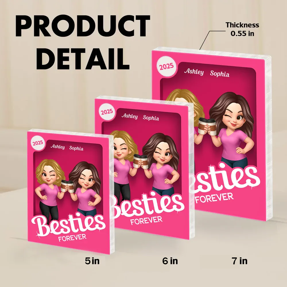 “Besties Forever” Personalized Acrylic Block Plaque – Cute Gift for Besties - Image 5