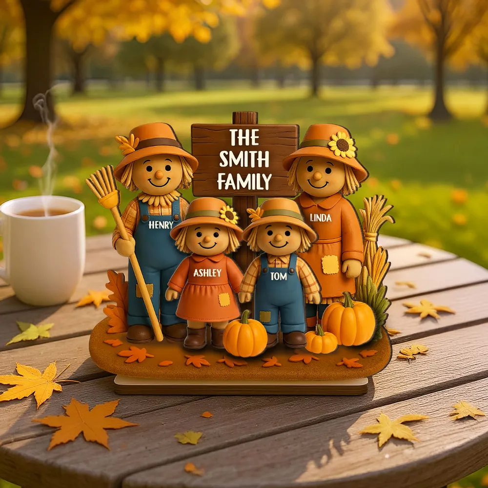 Personalized Scarecrow Family Wooden Plaque – Cozy Harvest Décor for Home - Image 4