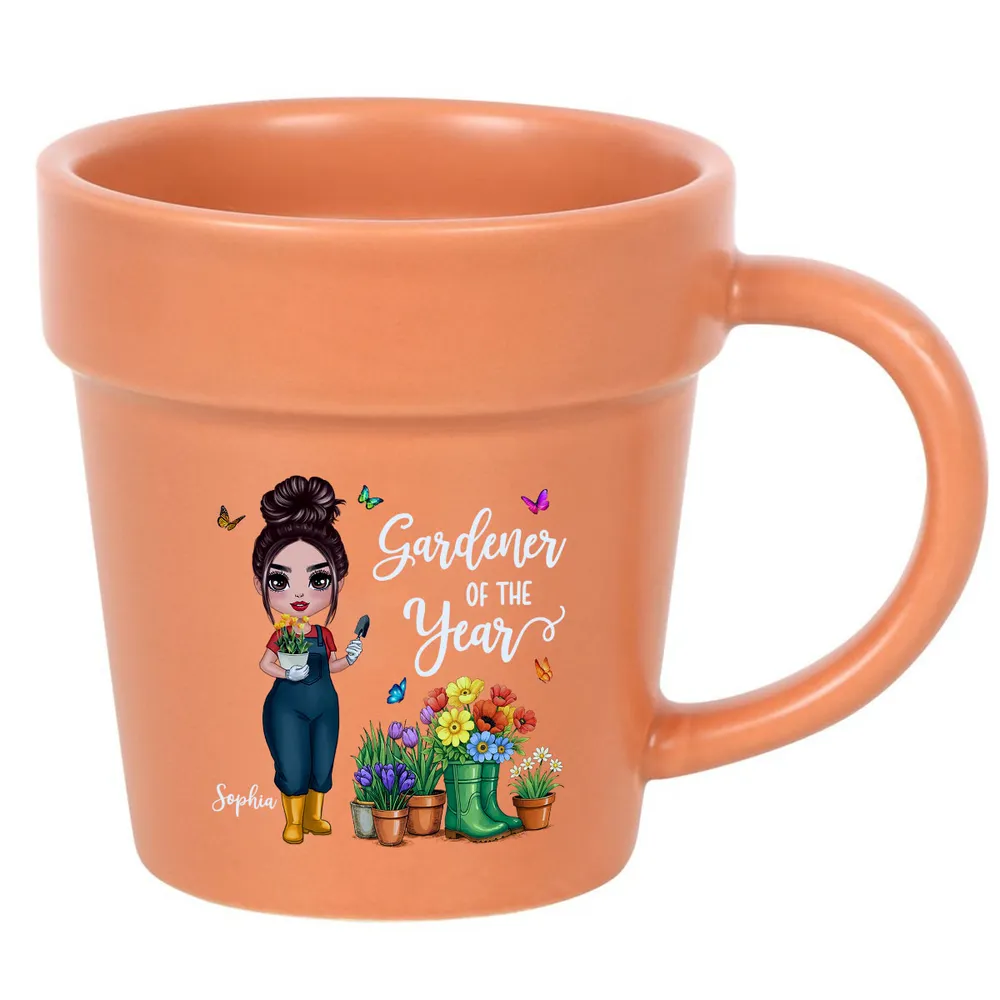 “Gardener of the Year” Personalized Plant-Pot Mug with Shovel Spoon – Fun Gift for Green-Thumb Moms, Wives & Grandmas - Image 4