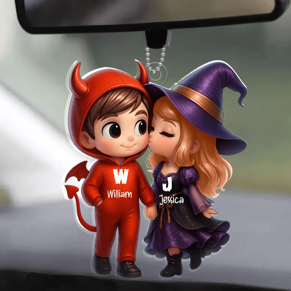 “Devil & Witch” Personalized Acrylic Ornament – Cute Halloween Gift for Couples