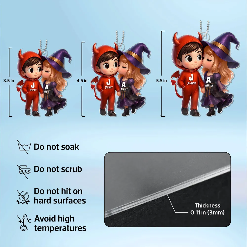 “Devil & Witch” Personalized Acrylic Ornament – Cute Halloween Gift for Couples - Image 10