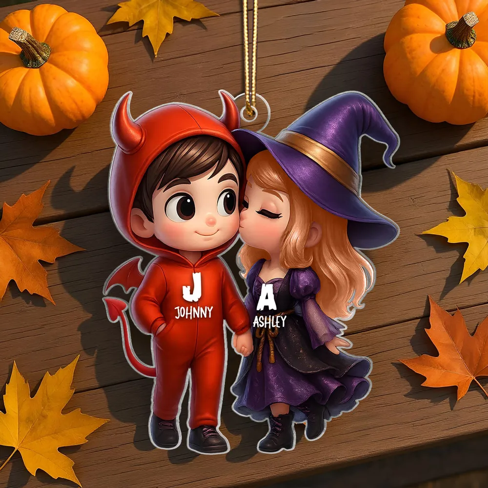 “Devil & Witch” Personalized Acrylic Ornament – Cute Halloween Gift for Couples - Image 5