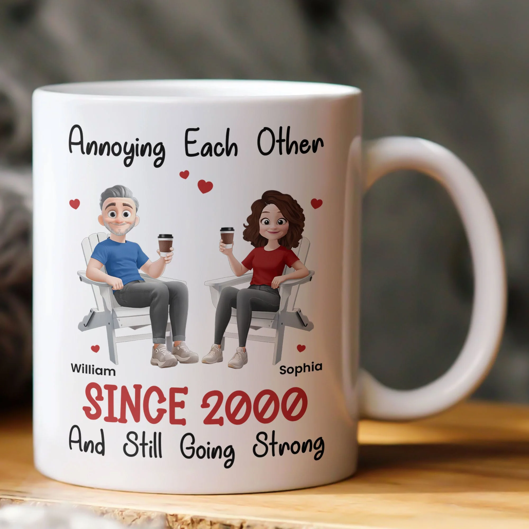 Funny Couple Mug – Custom Anniversary Gift for Husband or Wife with Coffee Illustration - Image 5