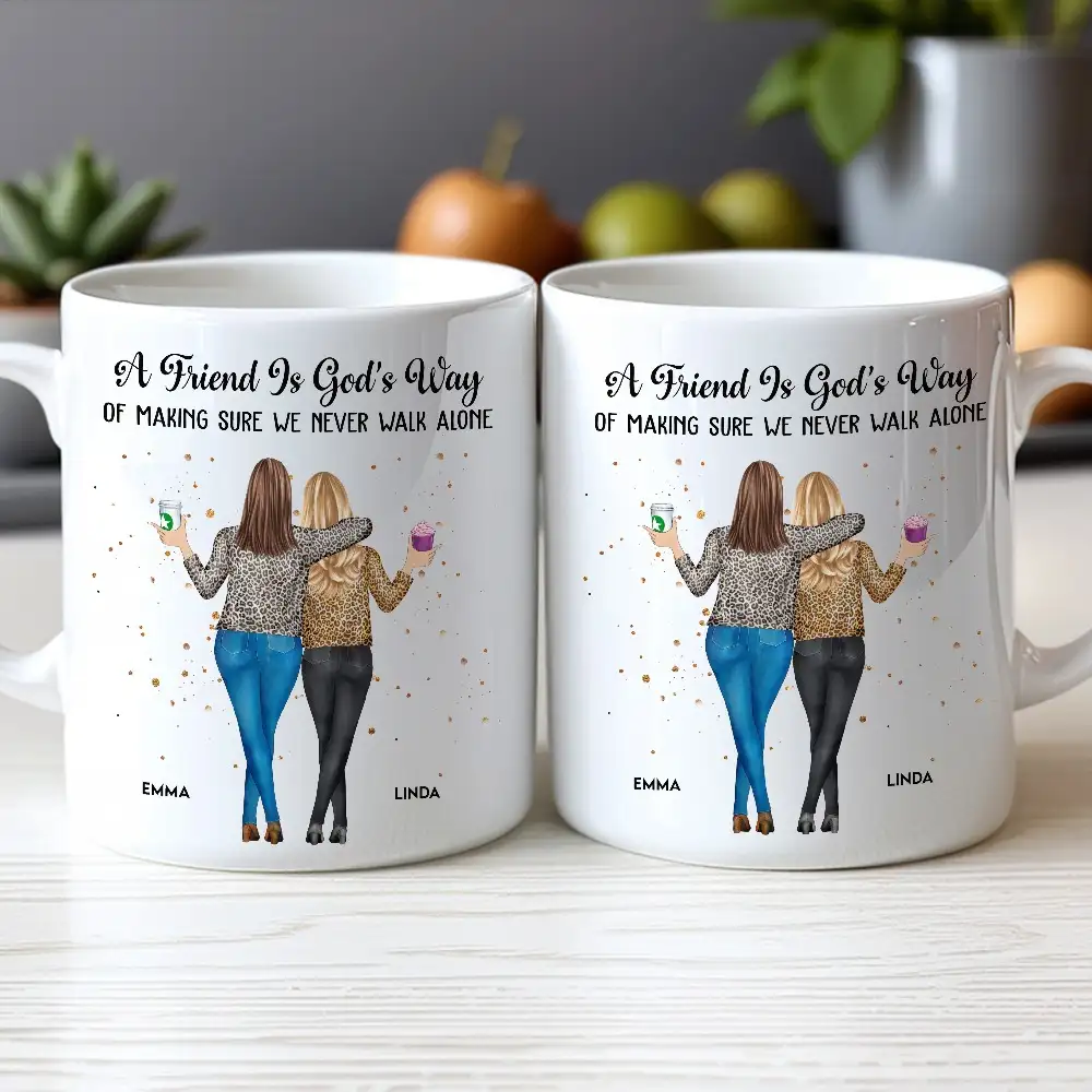 A Friend Is God's Way – Personalized White Ceramic Mug for Best Friends - Image 2