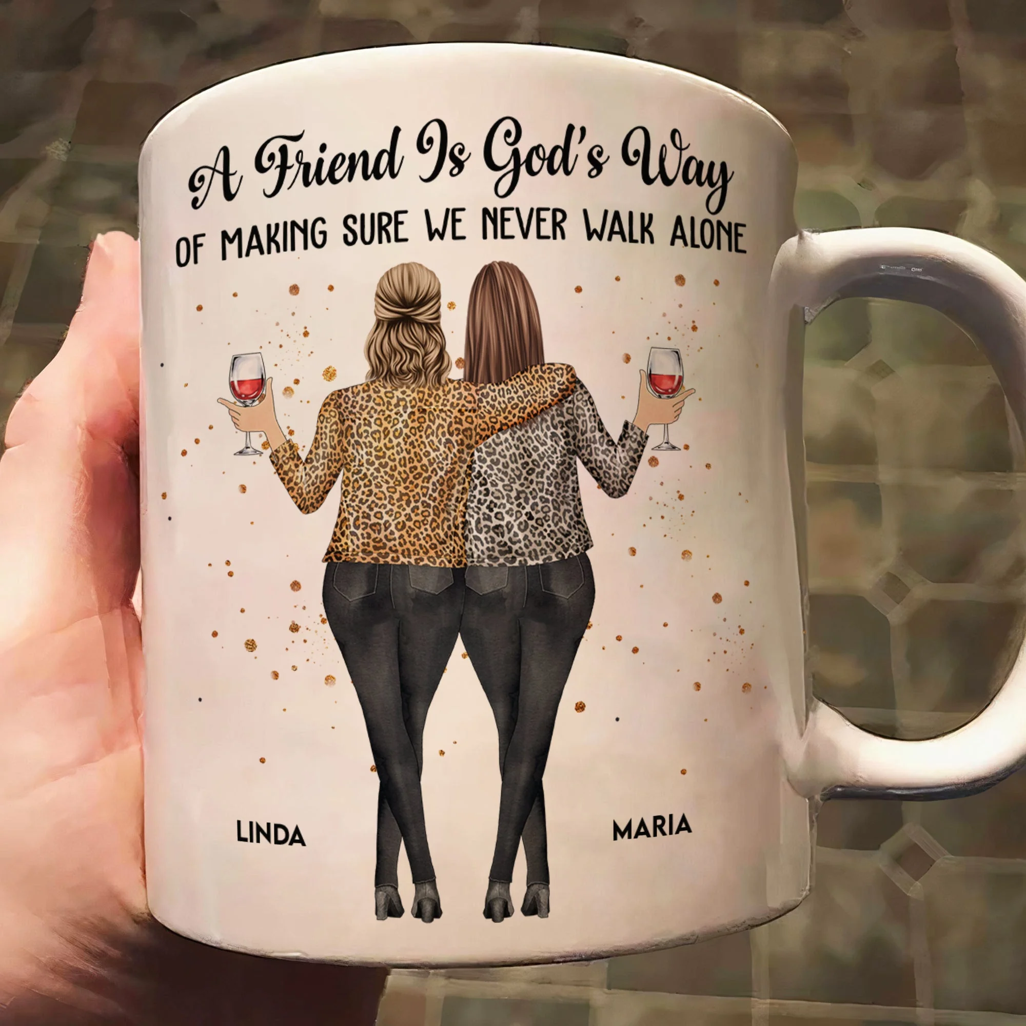 A Friend Is God's Way – Personalized White Ceramic Mug for Best Friends - Image 3