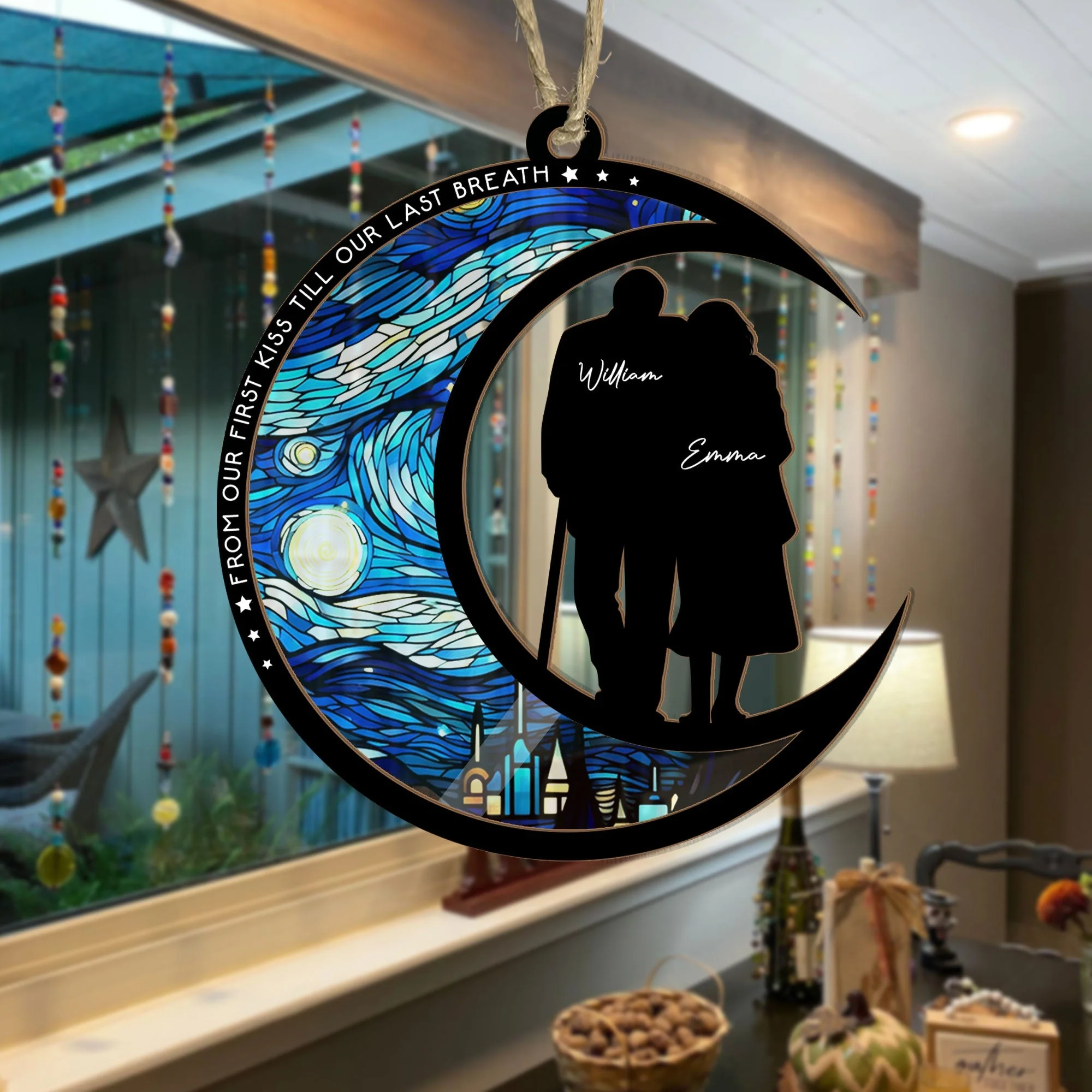From Our First Kiss Till Our Last Breath – Personalized Wood and Acrylic Layered Ornament for Couples - Image 5