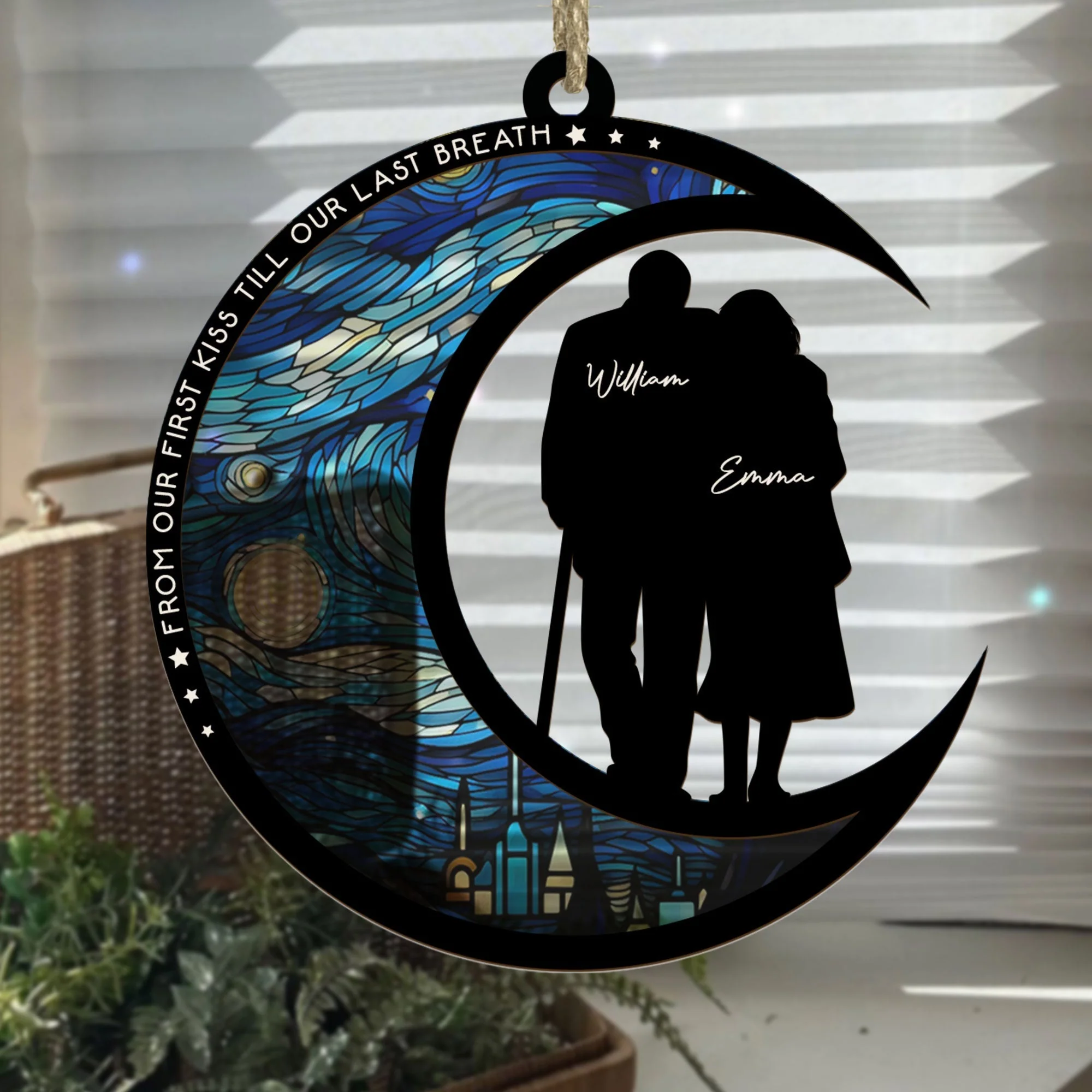 From Our First Kiss Till Our Last Breath – Personalized Wood and Acrylic Layered Ornament for Couples - Image 6