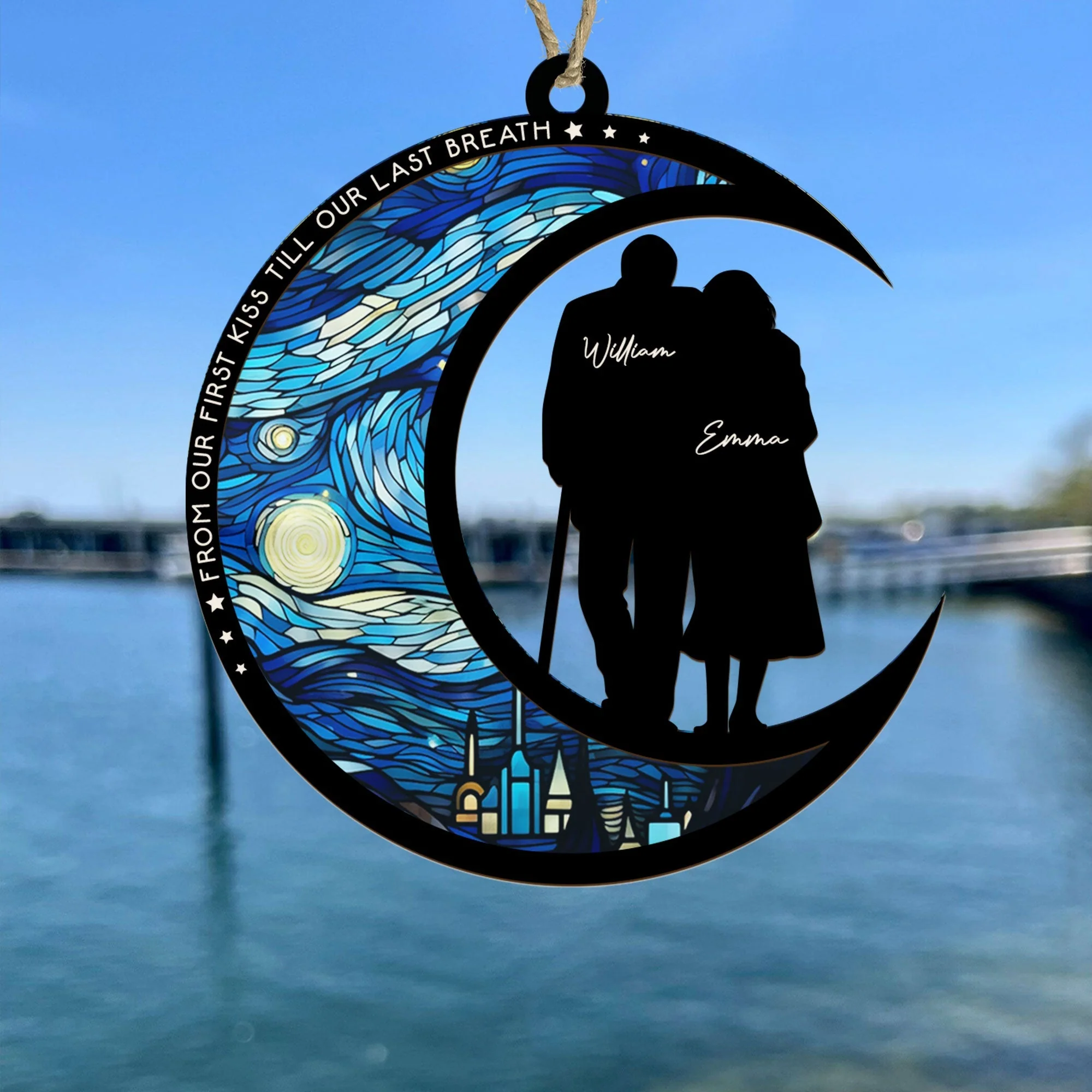 From Our First Kiss Till Our Last Breath – Personalized Wood and Acrylic Layered Ornament for Couples - Image 7