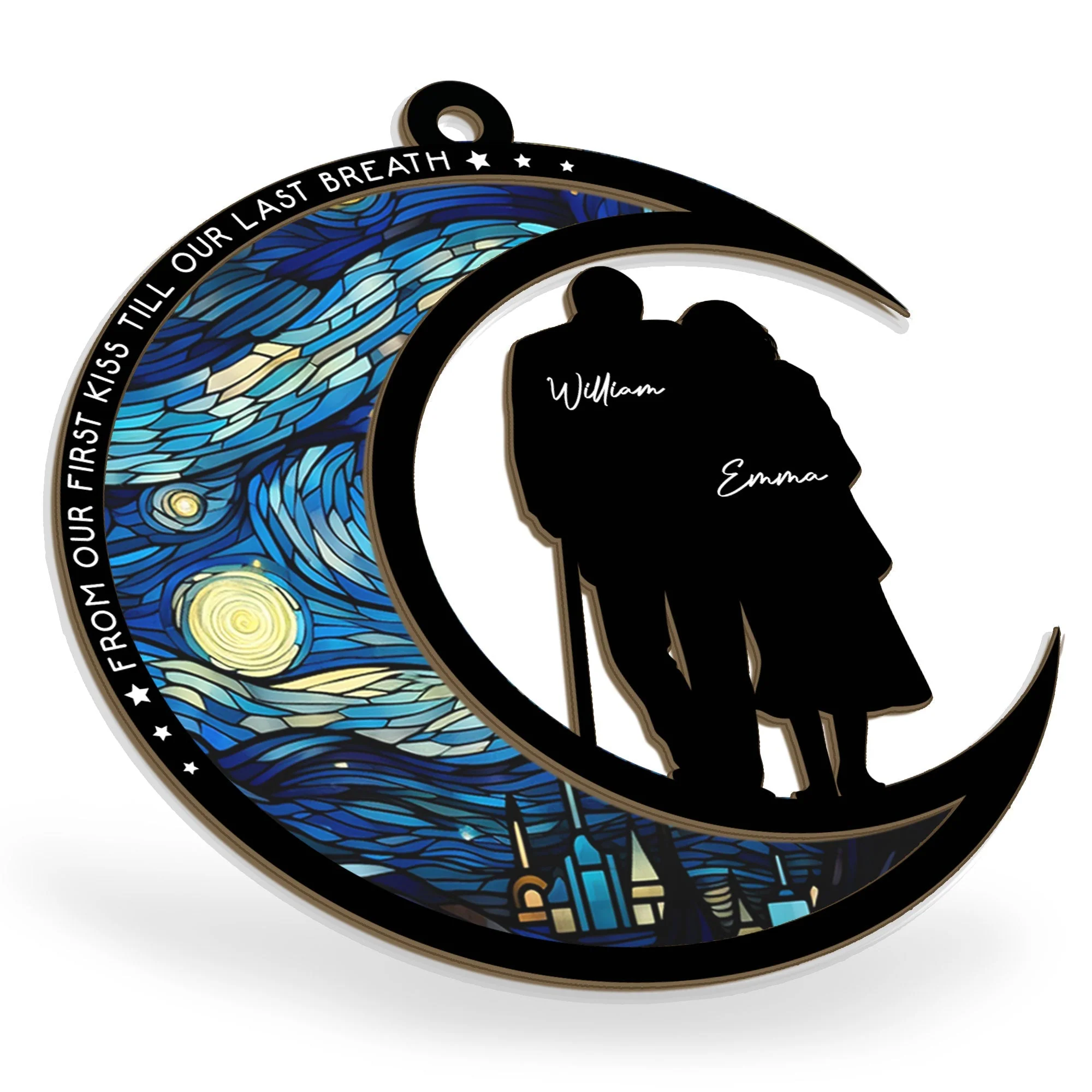 From Our First Kiss Till Our Last Breath – Personalized Wood and Acrylic Layered Ornament for Couples - Image 8