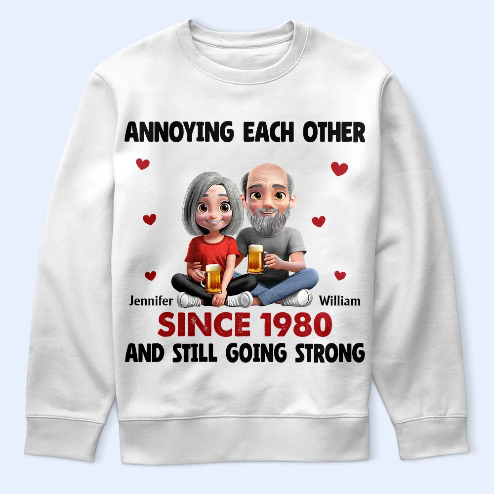 Annoying Each Other Since [Year] – Personalized Classic Tee for Couples with Custom name and Character - Image 7