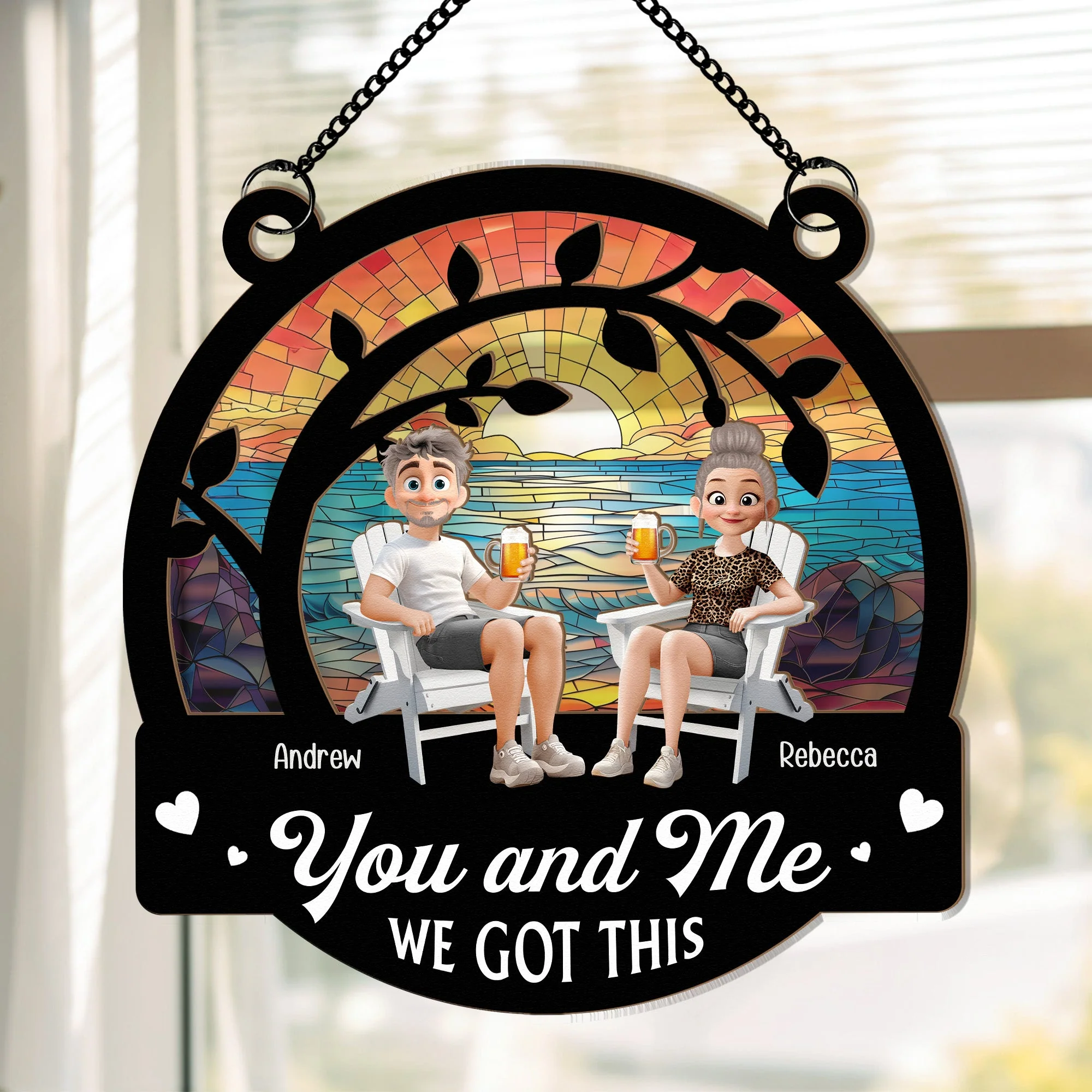 You and Me We Got This – Personalized Wood and Acrylic Layered Ornament for Couples - Image 5