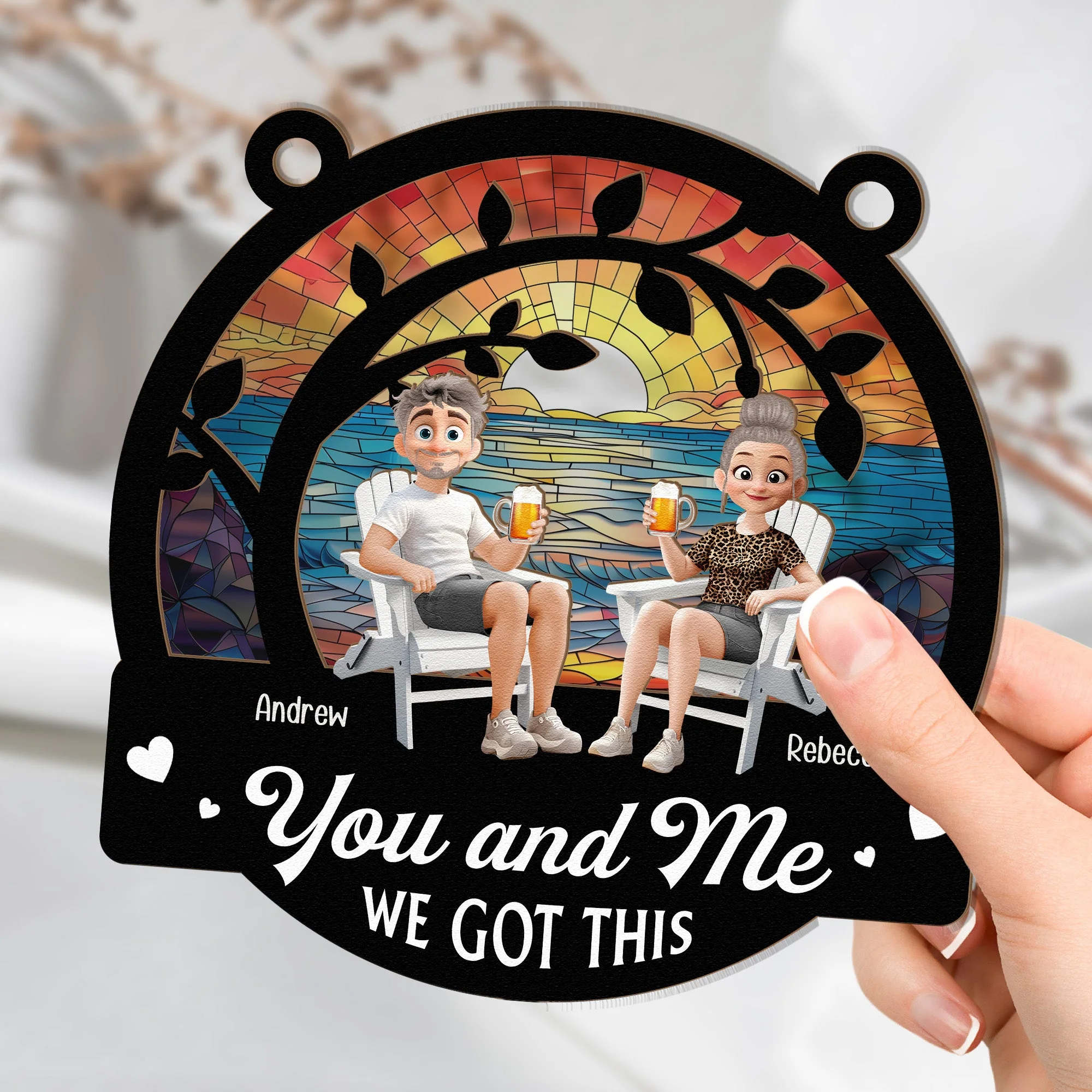 You and Me We Got This – Personalized Wood and Acrylic Layered Ornament for Couples - Image 6