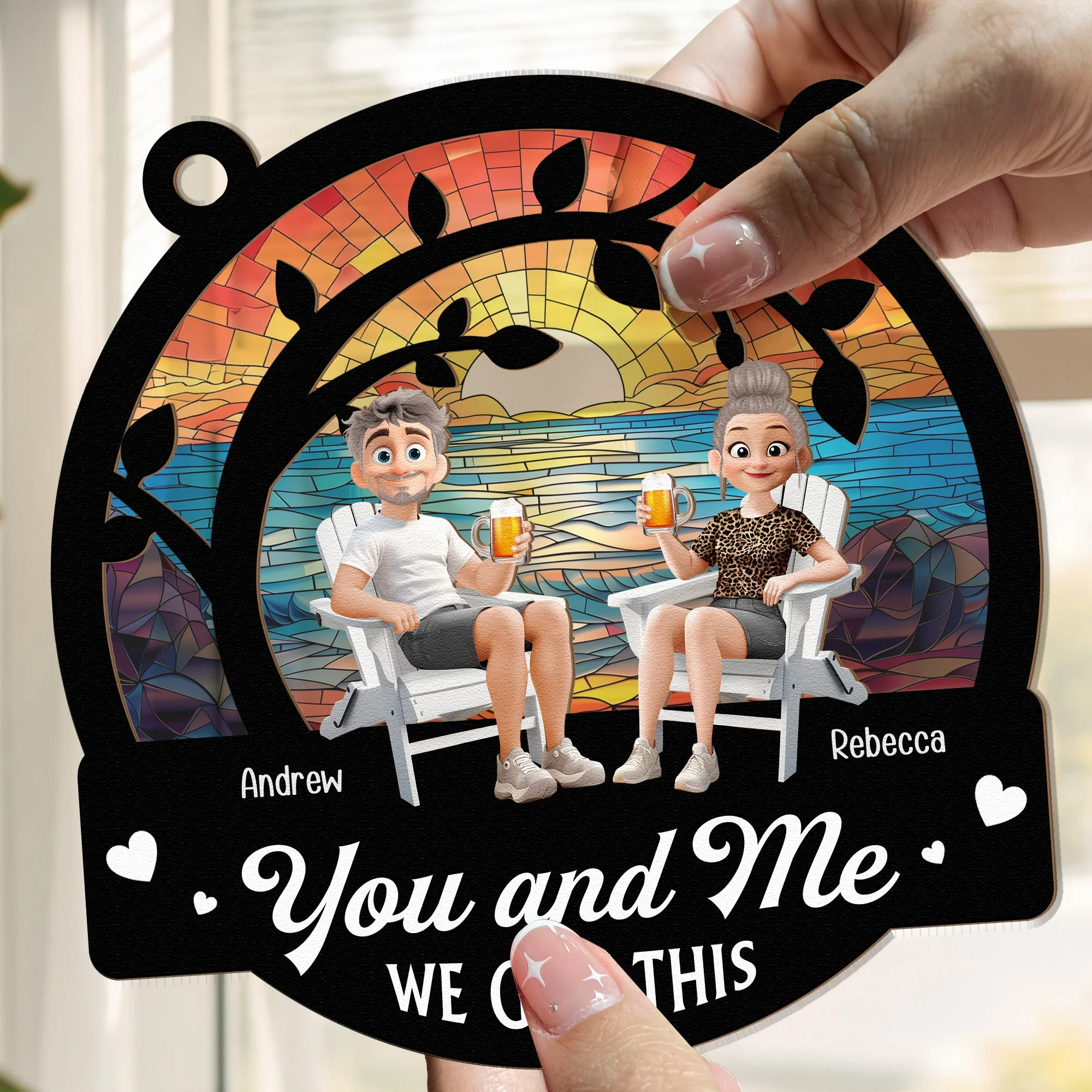 You and Me We Got This – Personalized Wood and Acrylic Layered Ornament for Couples - Image 7