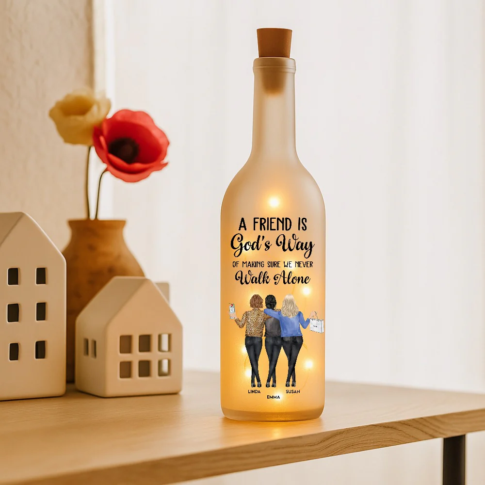 A Friend Is God's Way Bottle Lamp – Personalized Light-Up Gift for Best Friends - Image 3