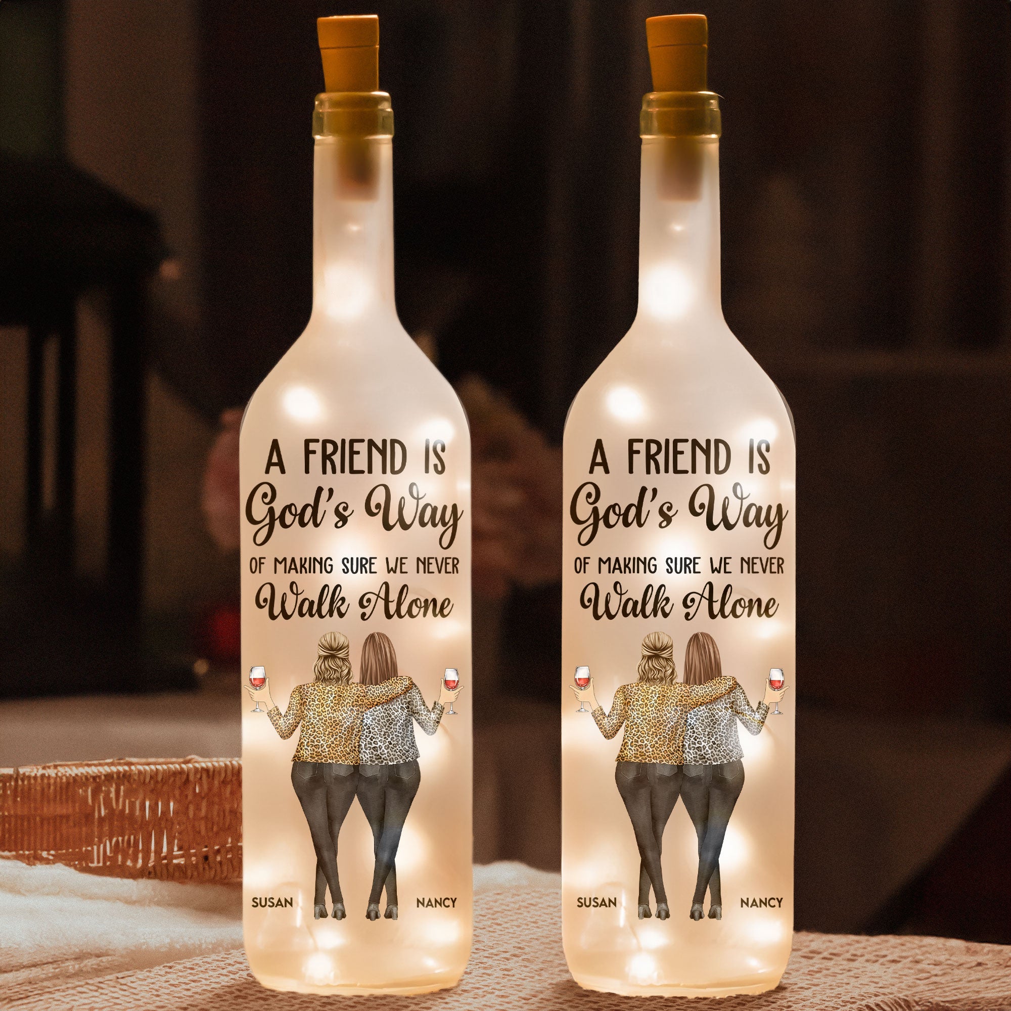 A Friend Is God's Way Bottle Lamp – Personalized Light-Up Gift for Best Friends - Image 5