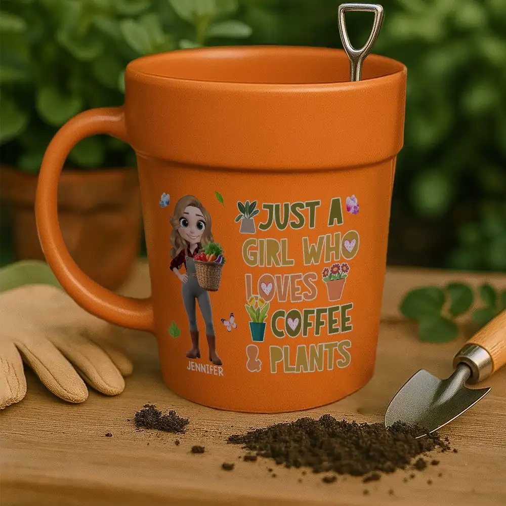 Just a Girl Who Loves Coffee and Plants – Personalized Terracotta Mug for Coffee and Plant Obsessed Girls - Image 2