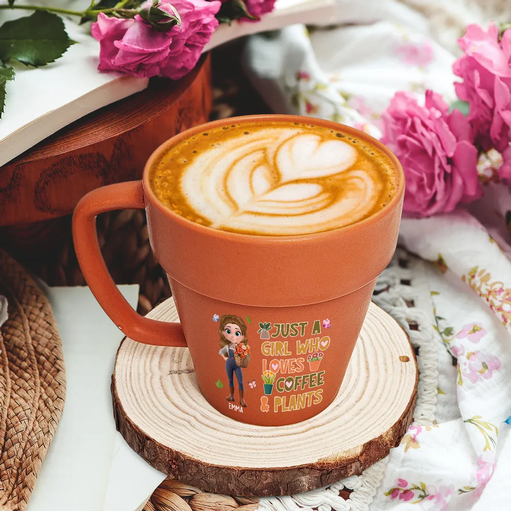 Just a Girl Who Loves Coffee and Plants – Personalized Terracotta Mug for Coffee and Plant Obsessed Girls - Image 3