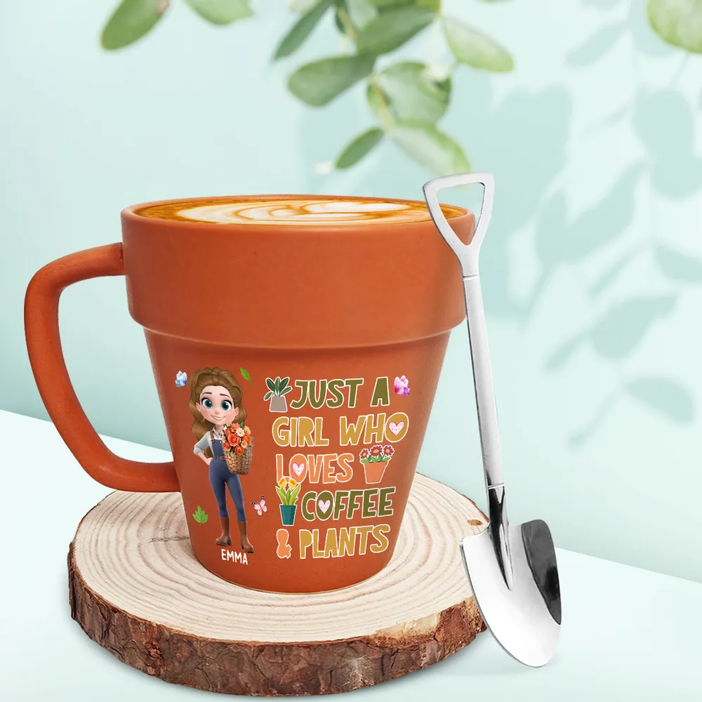 Just a Girl Who Loves Coffee and Plants – Personalized Terracotta Mug for Coffee and Plant Obsessed Girls - Image 4