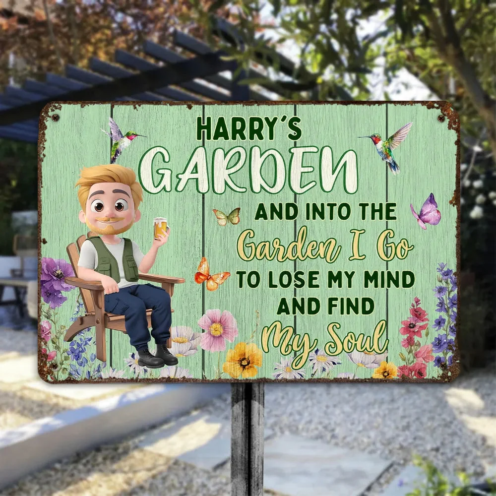 Rectangular Iron Sign with Garden Theme, Cartoon Character and Floral Design, Outdoor Decoration Gift - Image 3