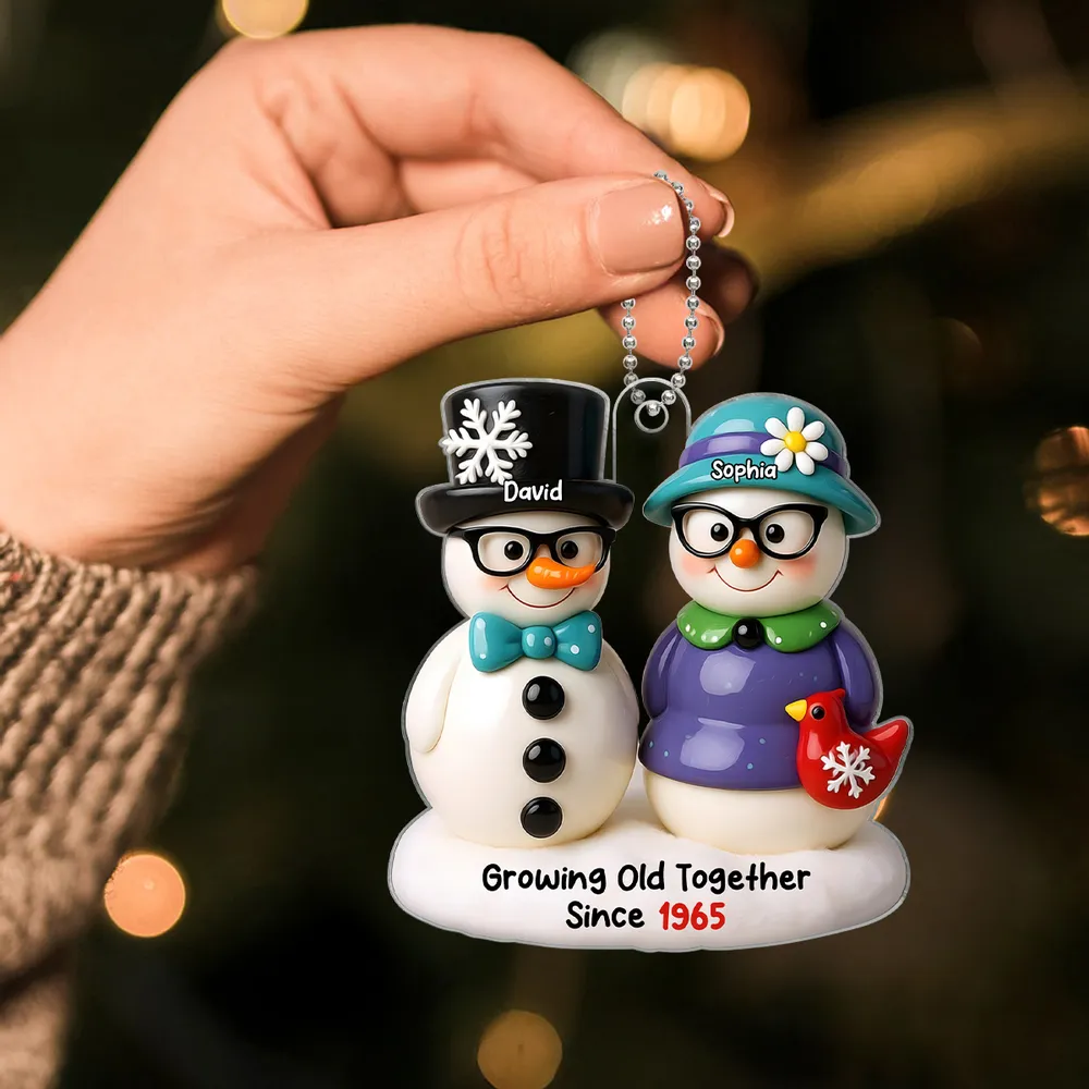 Funny Couple Snowman Car Hanger – “Growing Old Together Since” Personalized Car Hanger for Lovebirds - Image 4