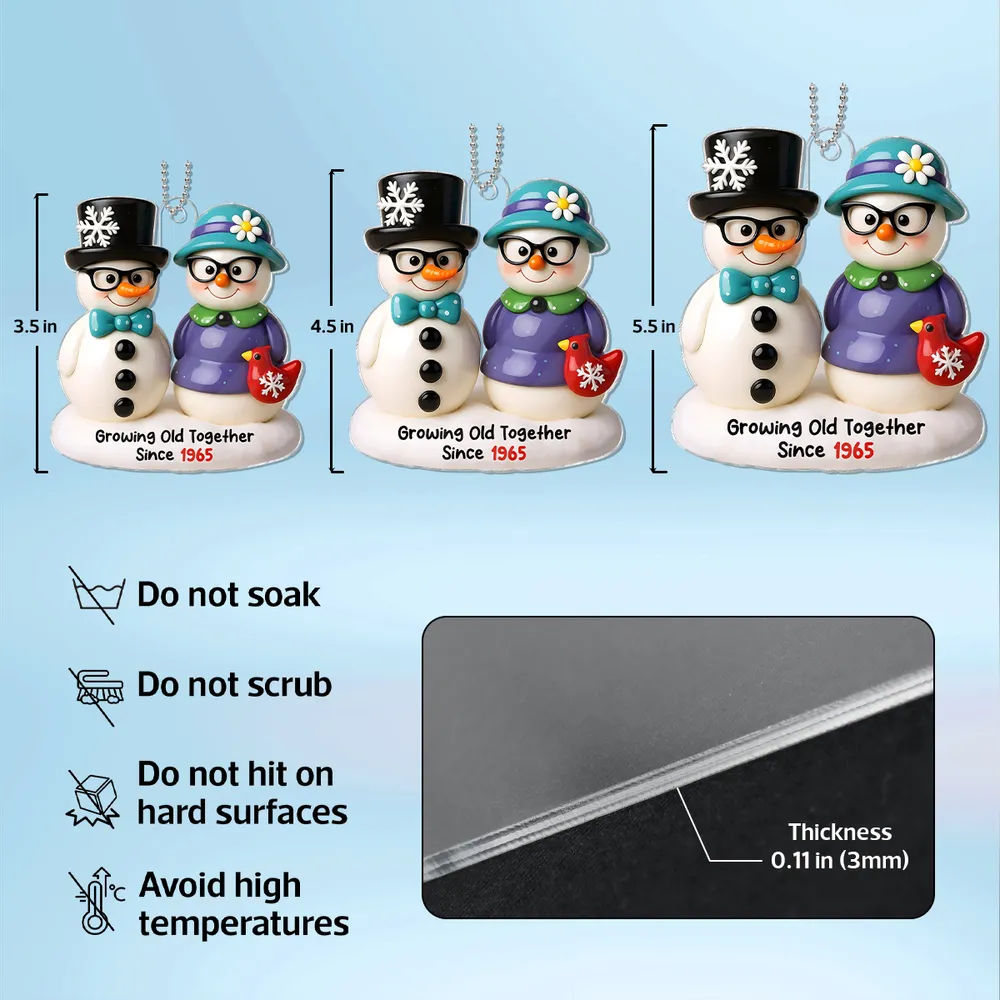 Funny Couple Snowman Car Hanger – “Growing Old Together Since” Personalized Car Hanger for Lovebirds - Image 5