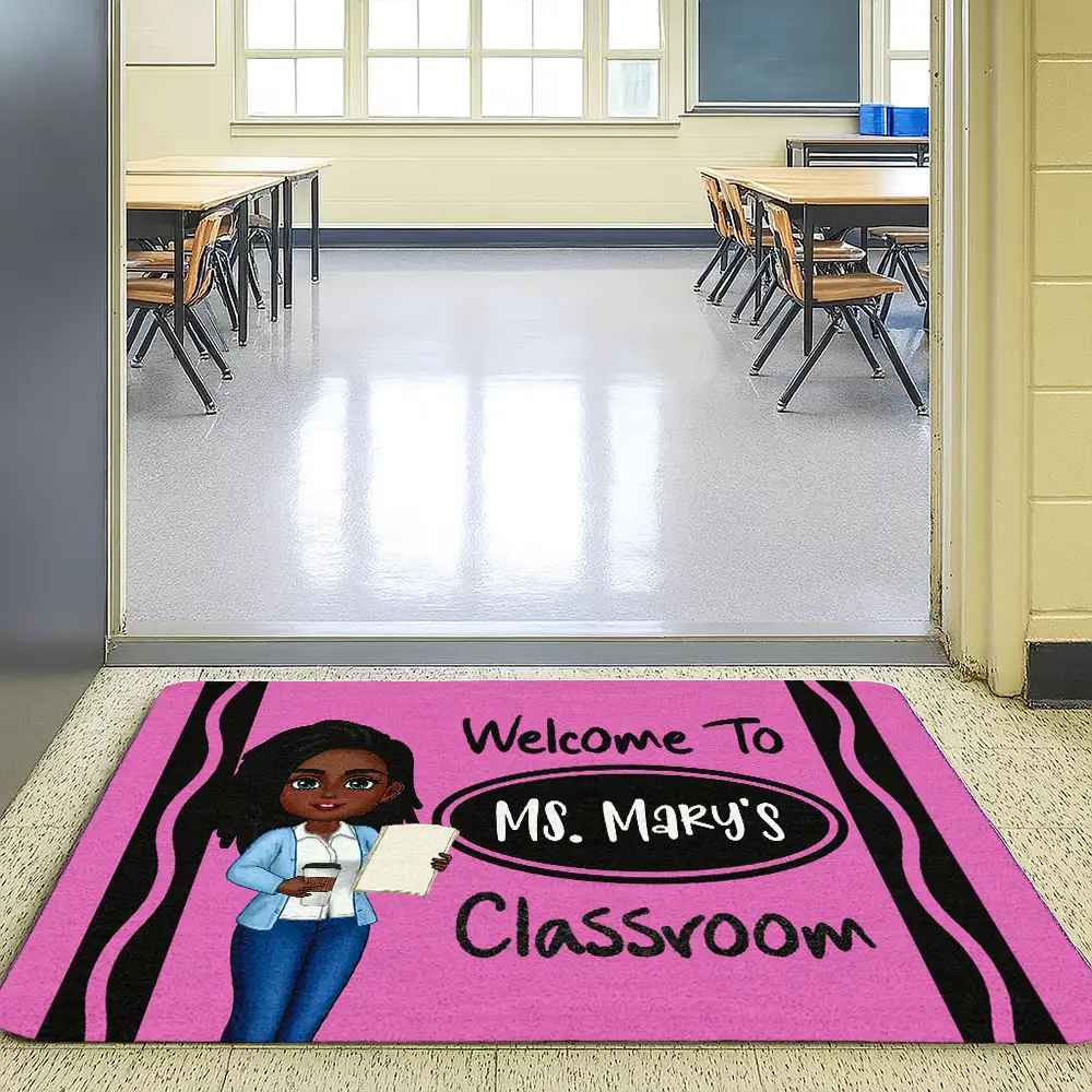Personalized Classroom Entrance Mat – Unique Gift for Teachers with Cartoon Illustration - Image 2