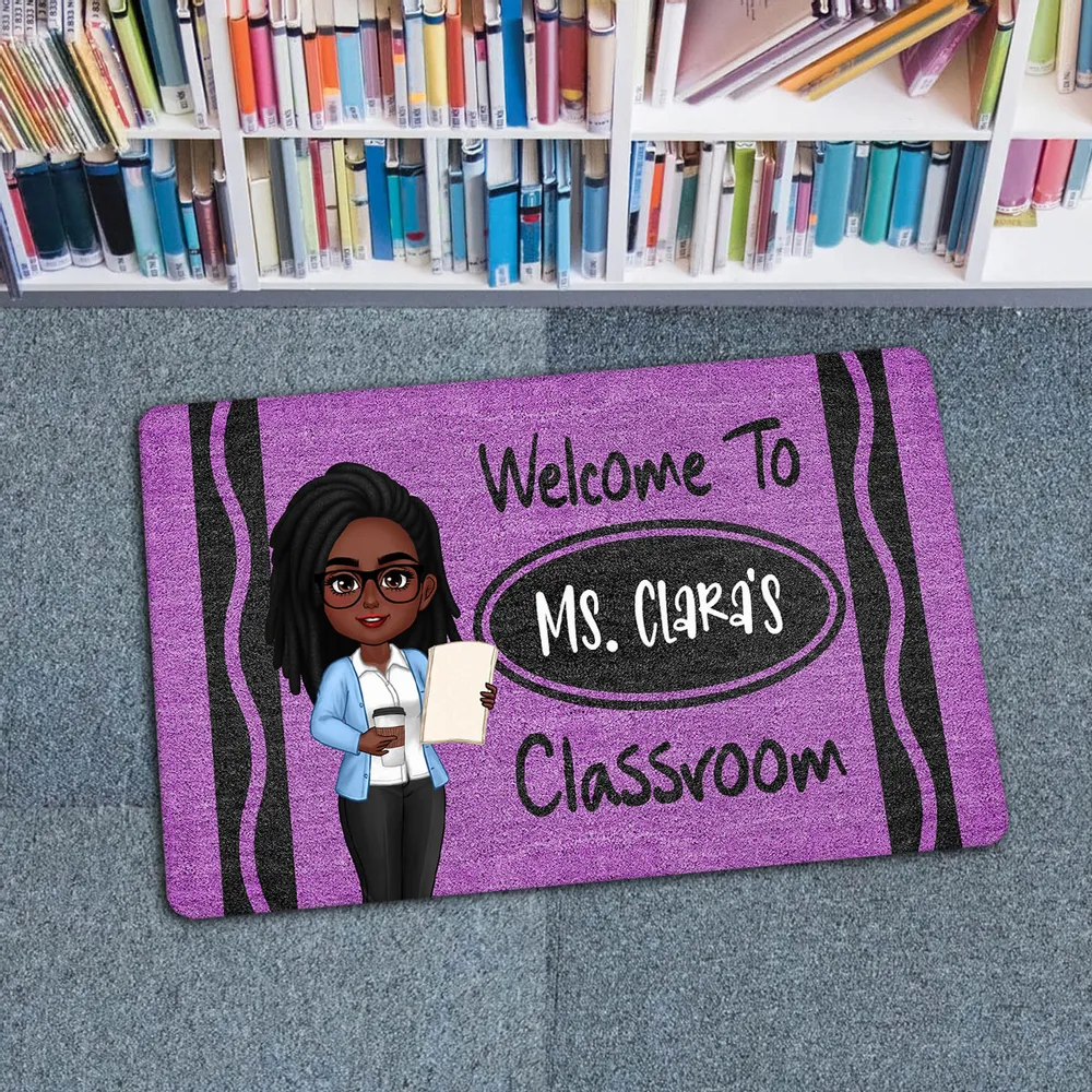 Personalized Classroom Entrance Mat – Unique Gift for Teachers with Cartoon Illustration - Image 3