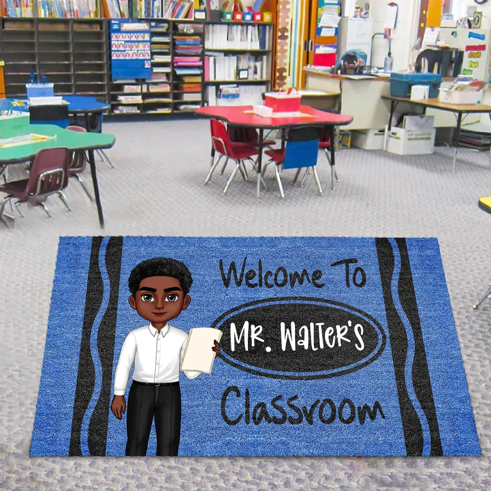 Personalized Classroom Entrance Mat – Unique Gift for Teachers with Cartoon Illustration - Image 4