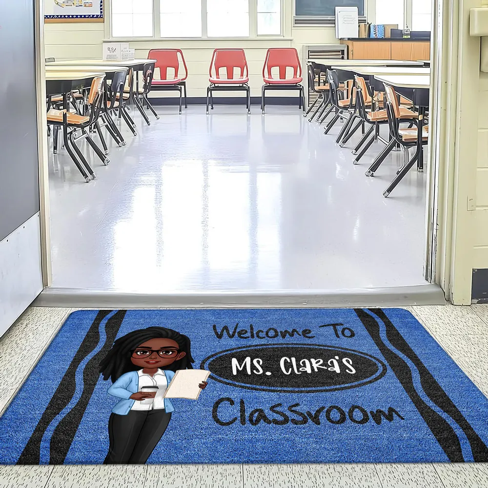 Personalized Classroom Entrance Mat – Unique Gift for Teachers with Cartoon Illustration - Image 7
