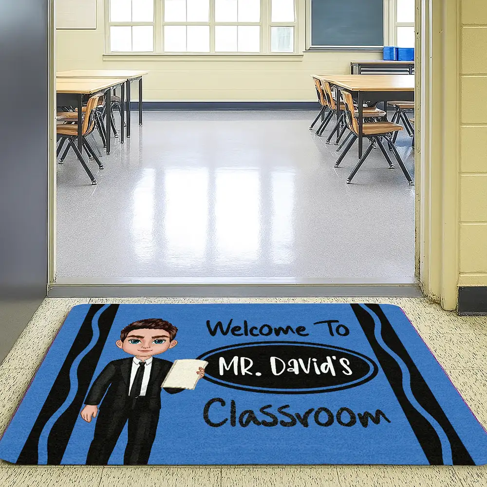 Custom Teacher Doormat with Name & Character – Great Gift for Male Female Teachers, Classroom Decor - Image 3
