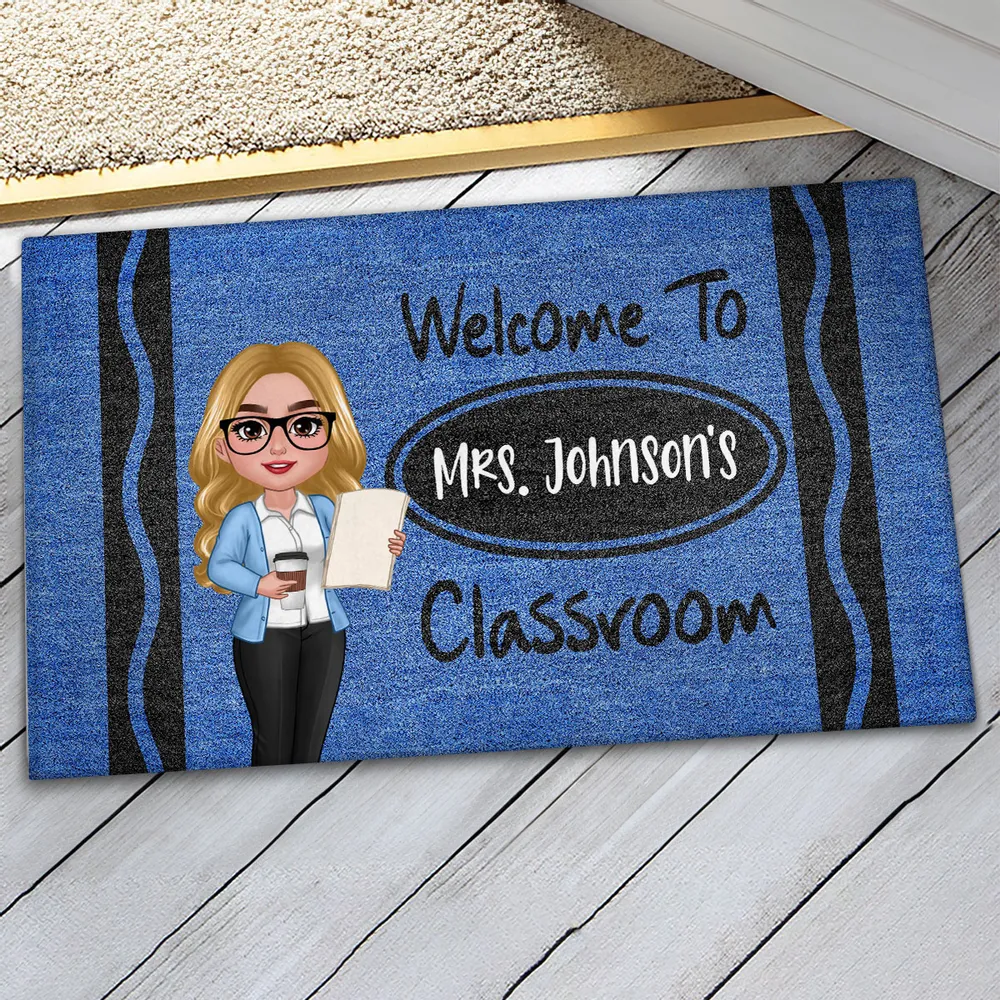 Custom Teacher Doormat with Name & Character – Great Gift for Male Female Teachers, Classroom Decor - Image 7