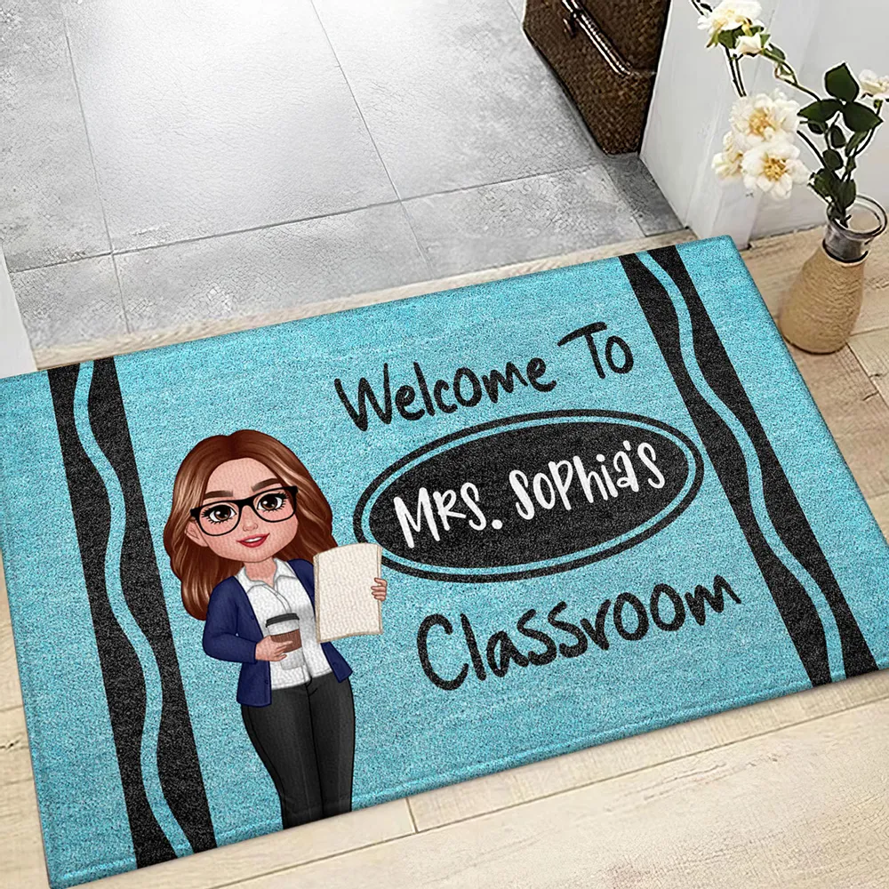 Custom Teacher Doormat with Name & Character – Great Gift for Male Female Teachers, Classroom Decor - Image 8