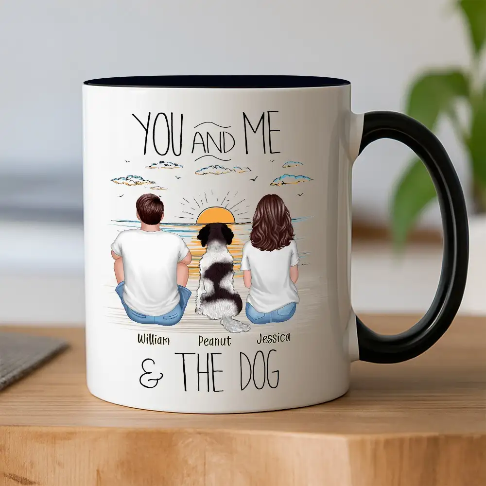 “You, Me & the Dog” Personalized Sunrise Mug – Romantic Gift for Dog Lovers or Cat Lovers - Image 2