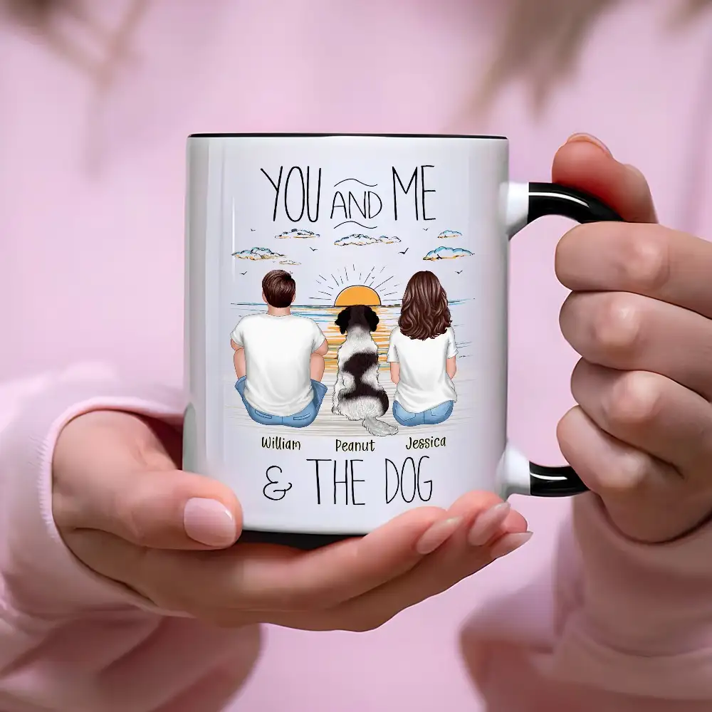 “You, Me & the Dog” Personalized Sunrise Mug – Romantic Gift for Dog Lovers or Cat Lovers - Image 4