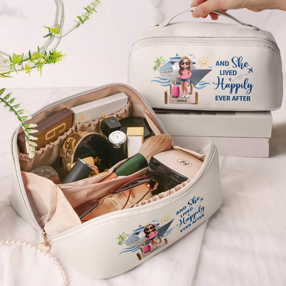 Cruise Makeup Bag with Fun Illustration Design, Travel Storage Essential, Vacation Vibes, Perfect Gift for Friends and Family - Image 2