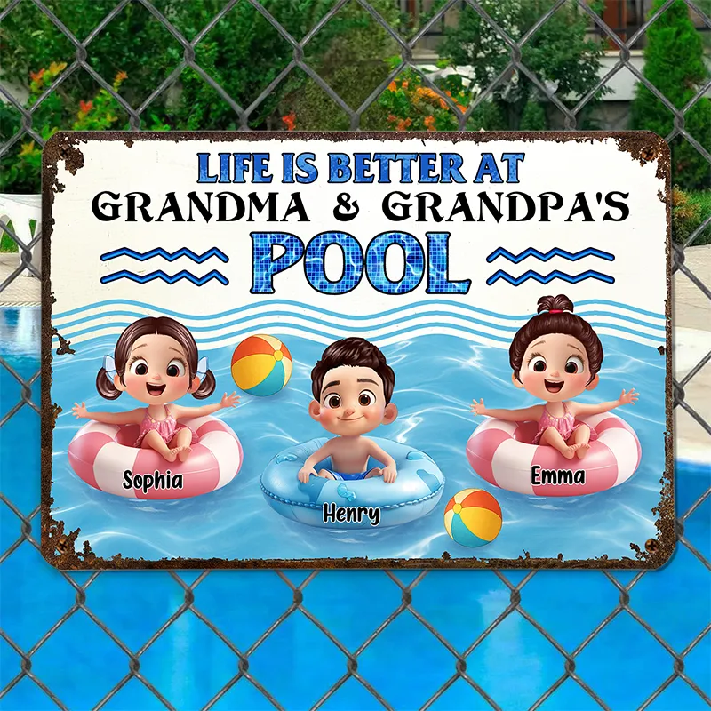 Personalized Iron Pool Sign for Family Poolside Decor - Image 5