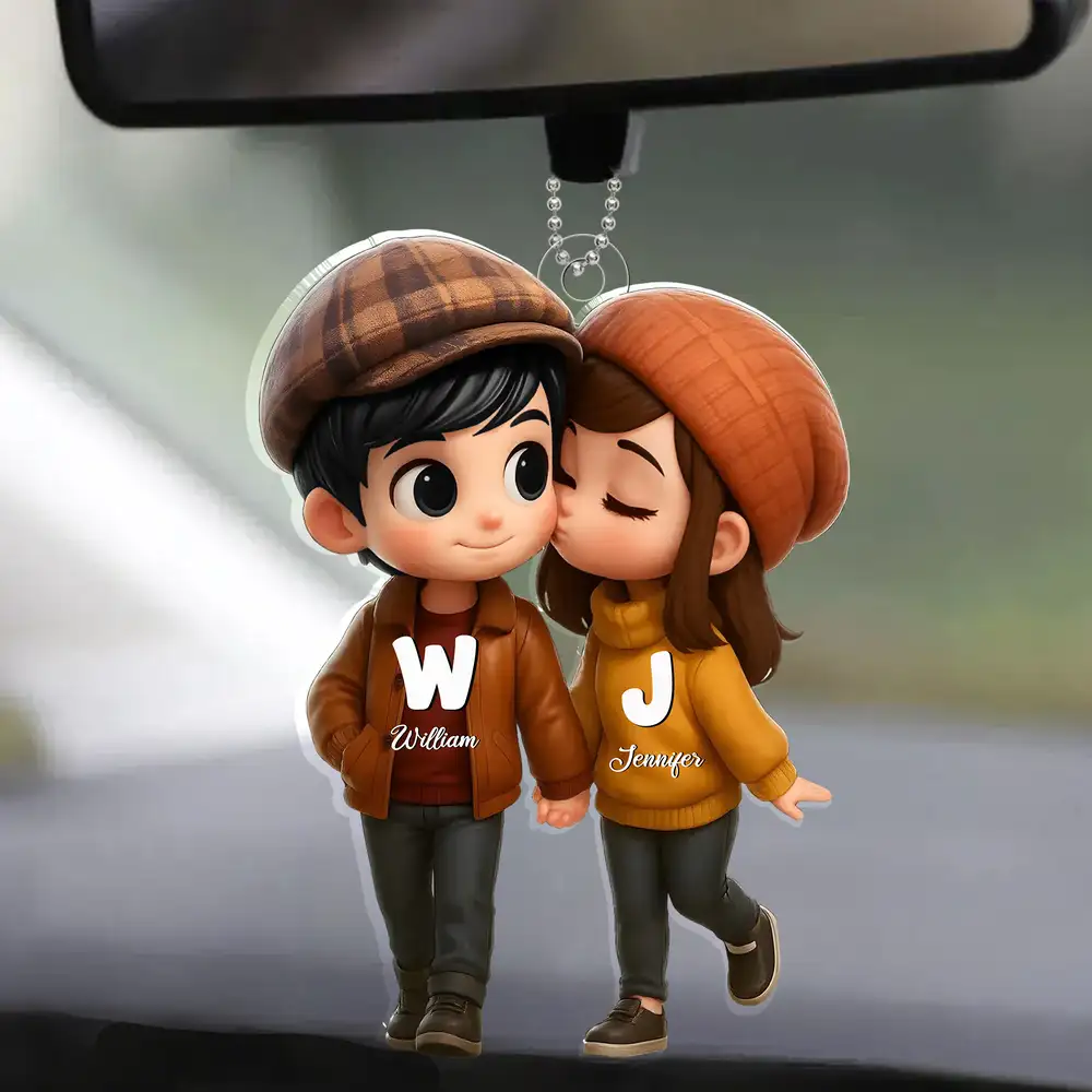 Personalized Couple's Acrylic Car Hanger – A Perfect Gift for Lovers